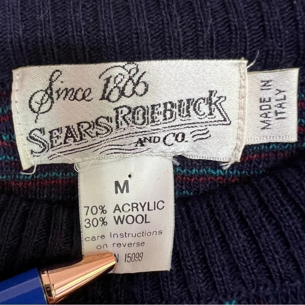 Vintage 90s Sears Roebucks Wool Blend Pullover Sweater Made in Italy Mens Medium